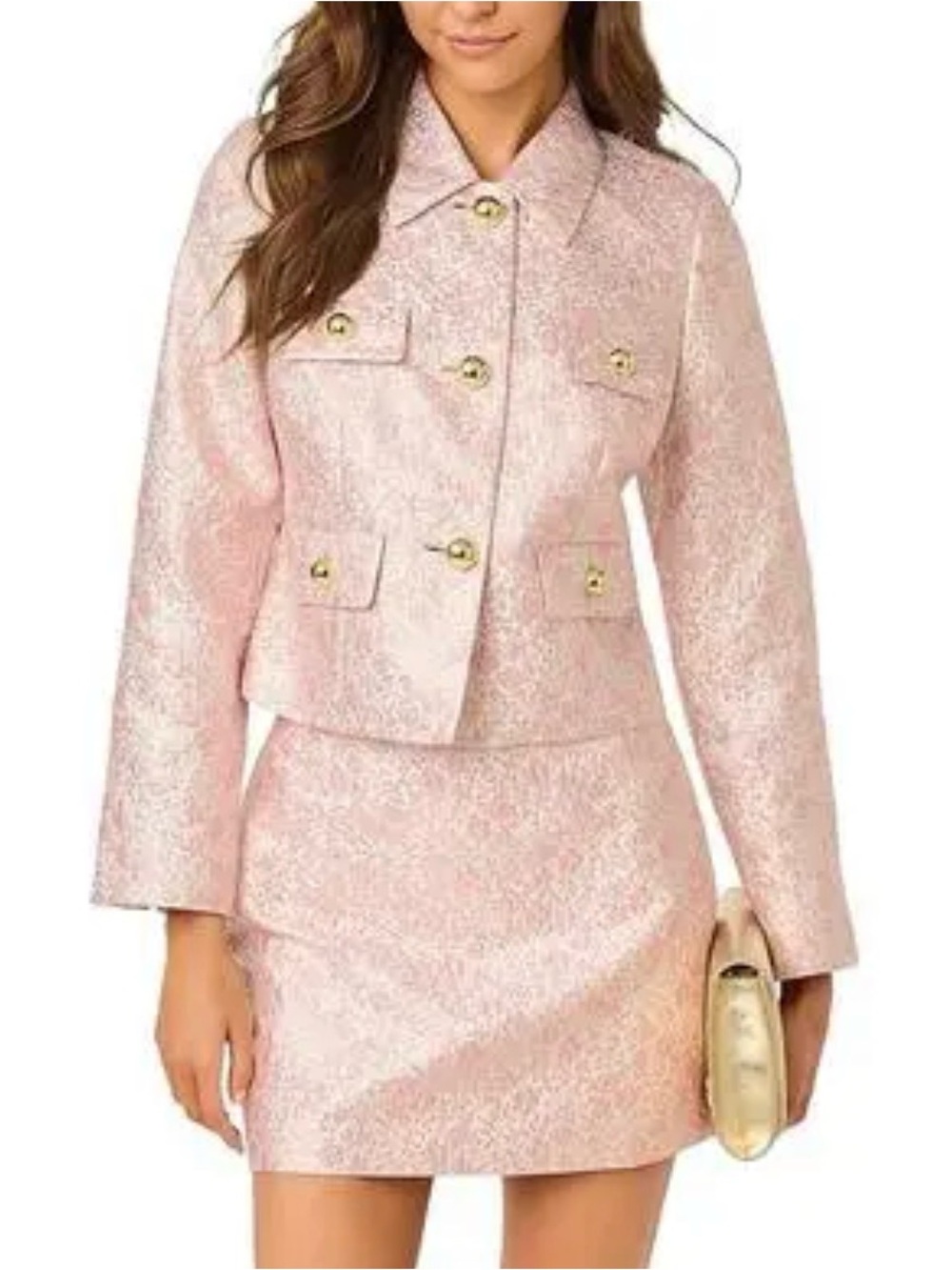 Lilly Pulitzer, NWTs  conch shell Pink Brocade Cropped Jacket ritzy, ditsy sz 4